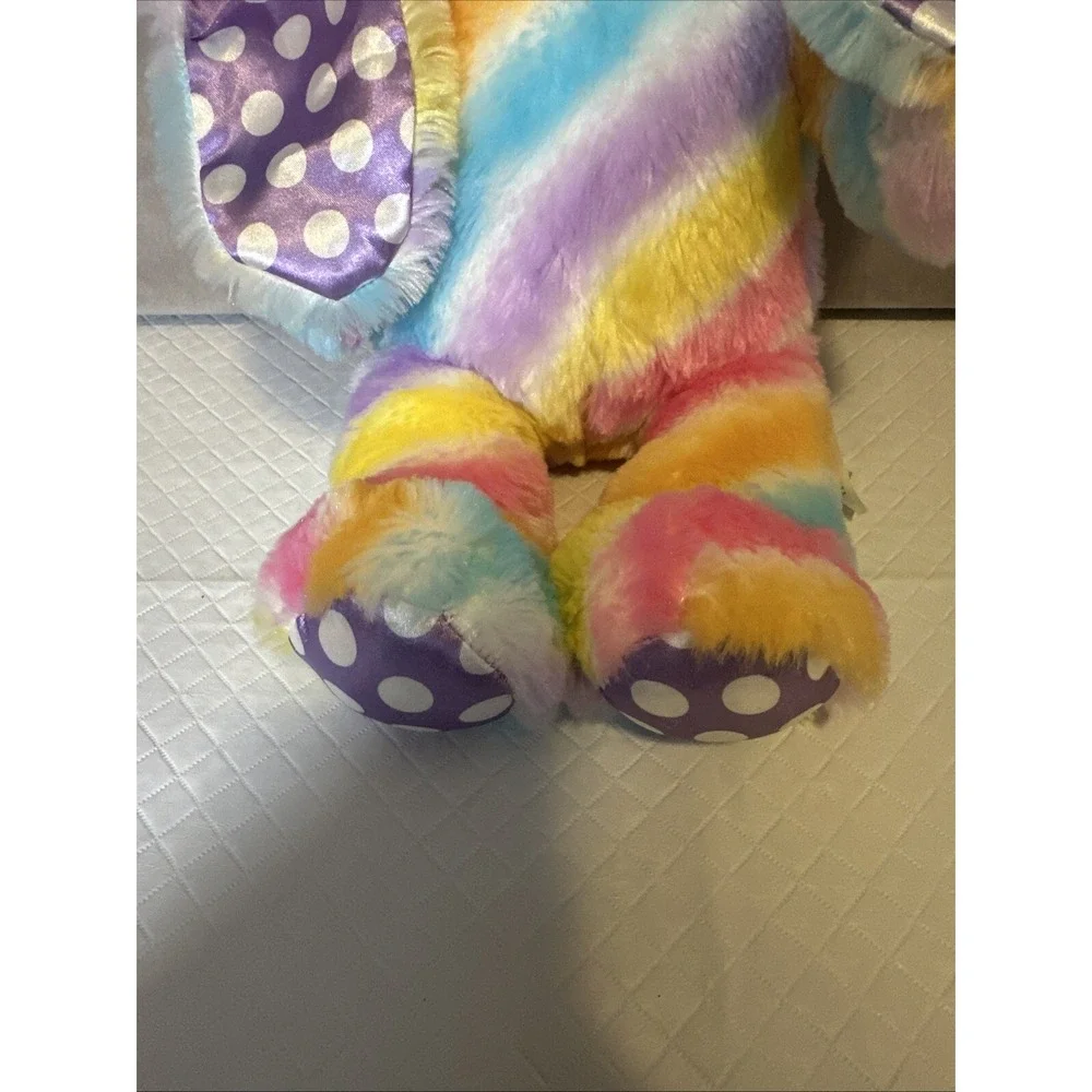 Build A Bear BAB Rainbow Easter Stripe‎ Polka Dot Bunny Rabbit Plush Tie Dye 17